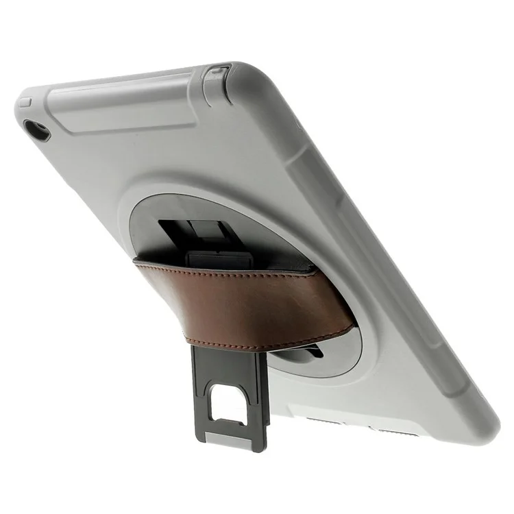 Grey Heavy Duty TPU & Snap-on PC Case for iPad Air 2 w/ Rotary Kickstand & Handstrap