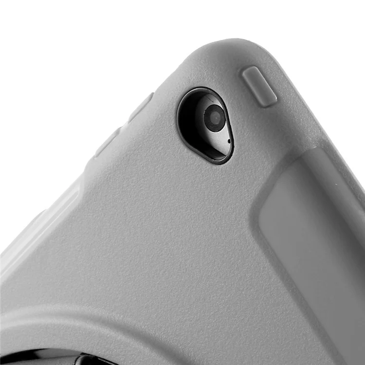 Grey Heavy Duty TPU & Snap-on PC Case for iPad Air 2 w/ Rotary Kickstand & Handstrap