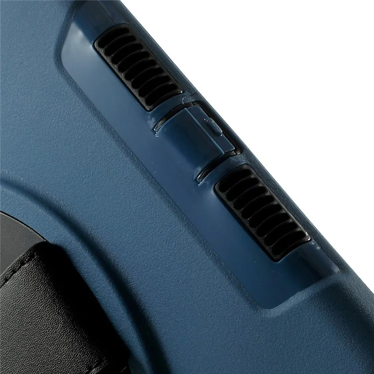 Blue Heavy Duty TPU & Snap-on PC Cover for iPad Air 2 w/ Rotary Kickstand & Handstrap