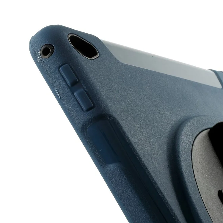 Blue Heavy Duty TPU & Snap-on PC Cover for iPad Air 2 w/ Rotary Kickstand & Handstrap