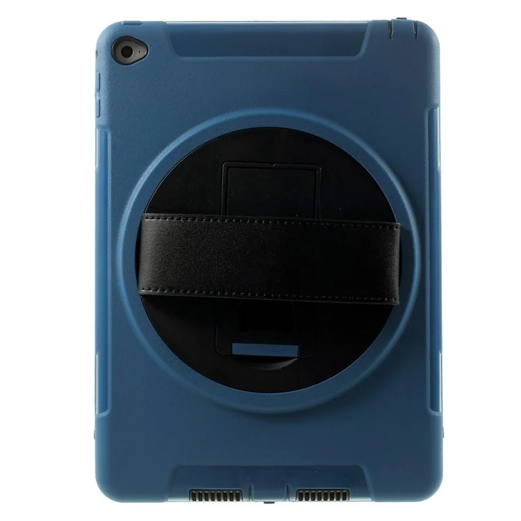 Blue Heavy Duty TPU & Snap-on PC Cover for iPad Air 2 w/ Rotary Kickstand & Handstrap