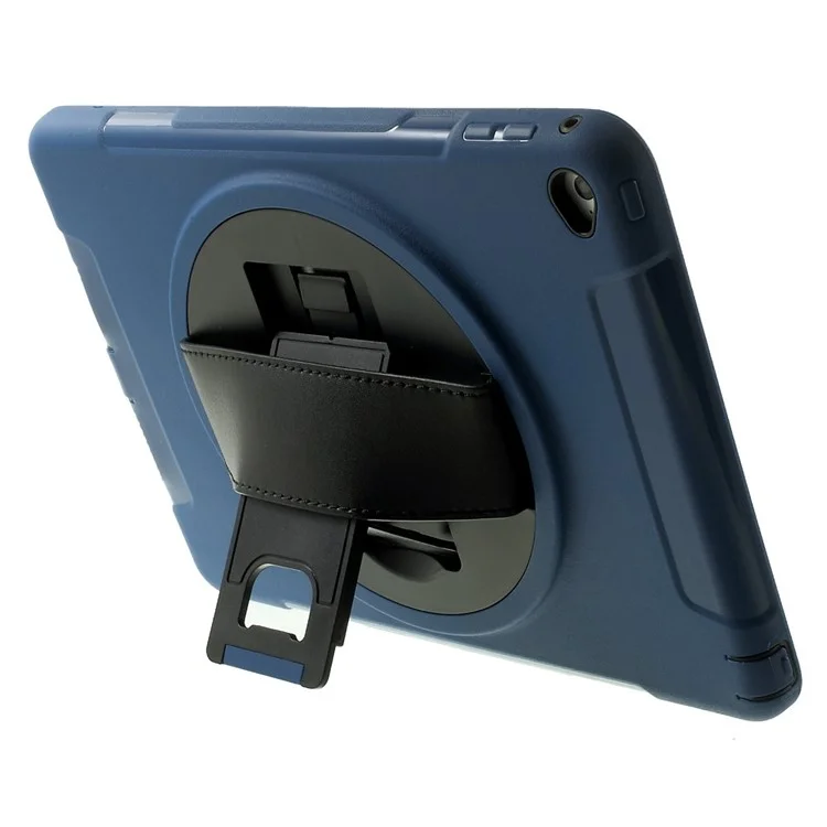 Blue Heavy Duty TPU & Snap-on PC Cover for iPad Air 2 w/ Rotary Kickstand & Handstrap