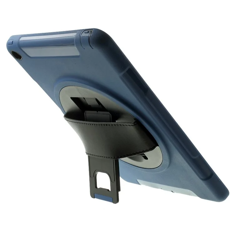 Blue Heavy Duty TPU & Snap-on PC Cover for iPad Air 2 w/ Rotary Kickstand & Handstrap