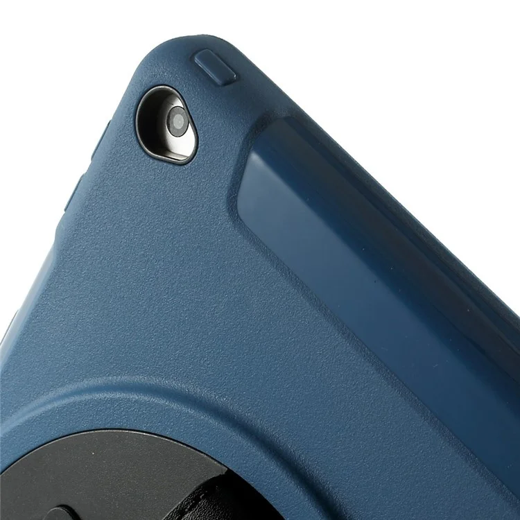 Blue Heavy Duty TPU & Snap-on PC Cover for iPad Air 2 w/ Rotary Kickstand & Handstrap