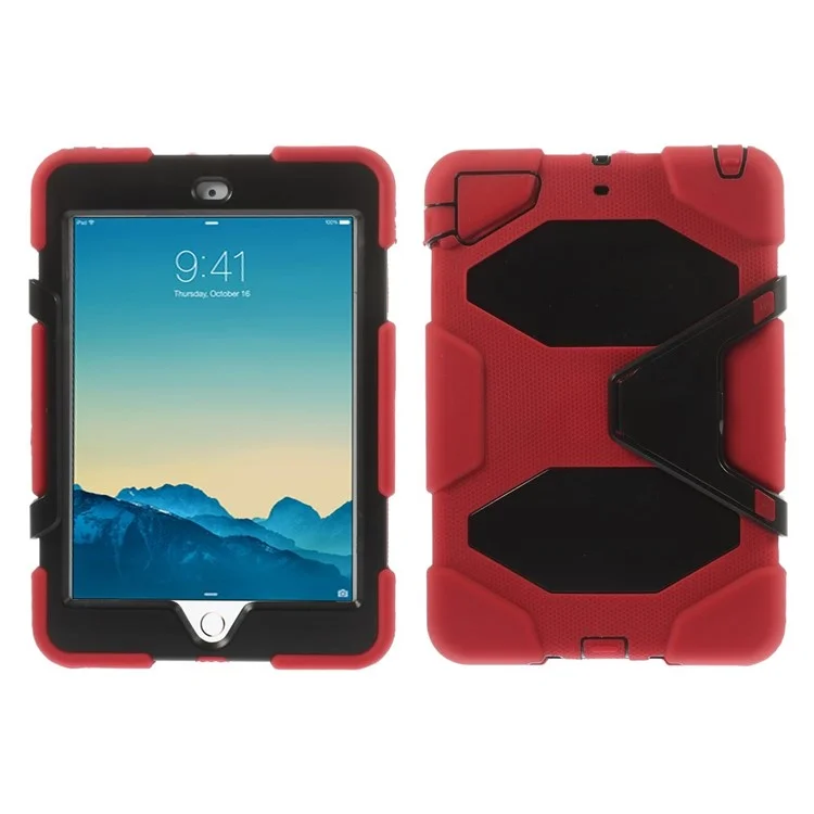 For iPad mini 3 / mini 2 / mini Military Duty Hybrid Silicone + PC Case Shell - Red