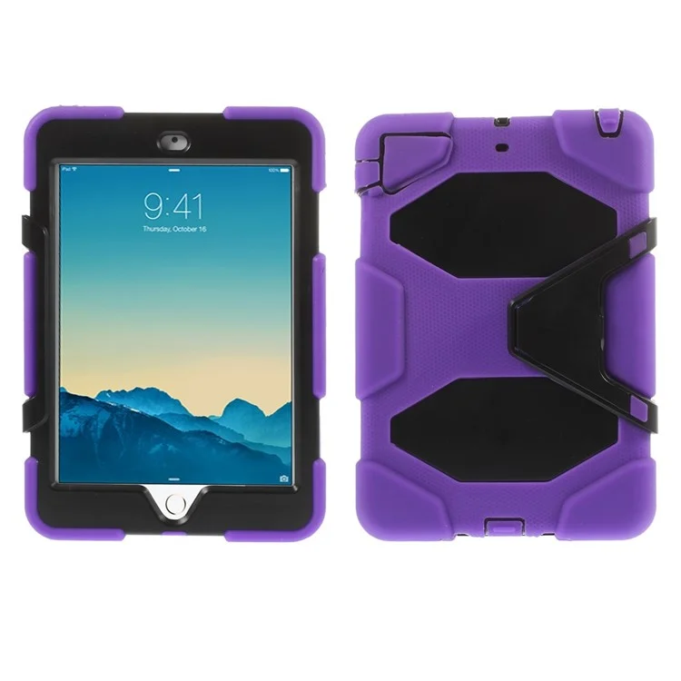 For iPad mini 3 / mini 2 / mini Military Duty Silicone + PC Combo Cover - Purple