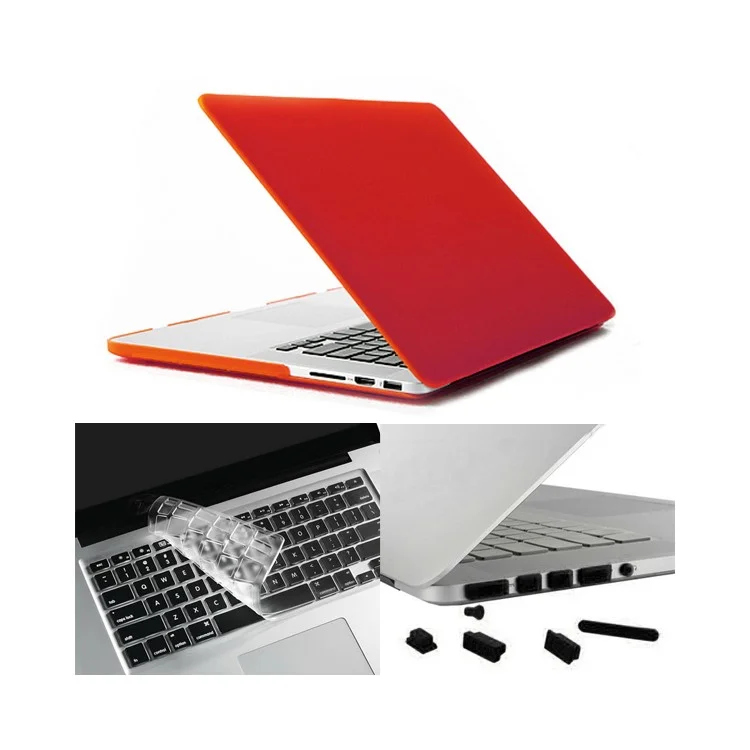 Enkay Hat Prince Matte PC Couverture Fulle Bode + Film de Clavier + Plugs Anti-dust Pour MacBook Pro 13.3 "retina A1425 - Rouge