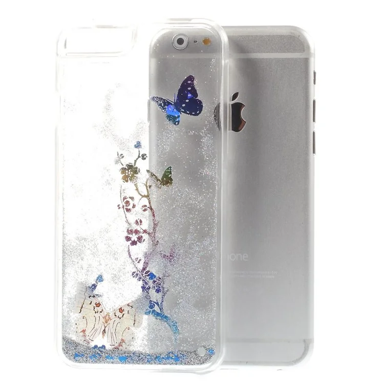 Glaring Dynamic Sand & Butterfly PC Case for iPhone 6 / 6s 4.7 Inch - Silver