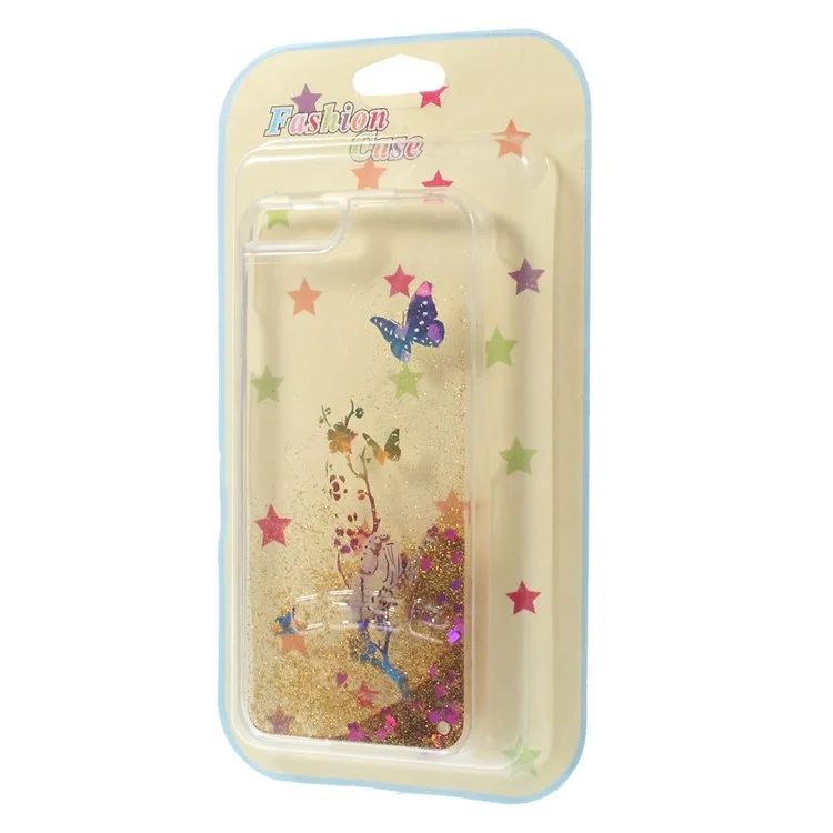 Glaring Dynamic Sand & Butterfly PC Shell for iPhone 6 / 6s 4.7 Inch - Gold