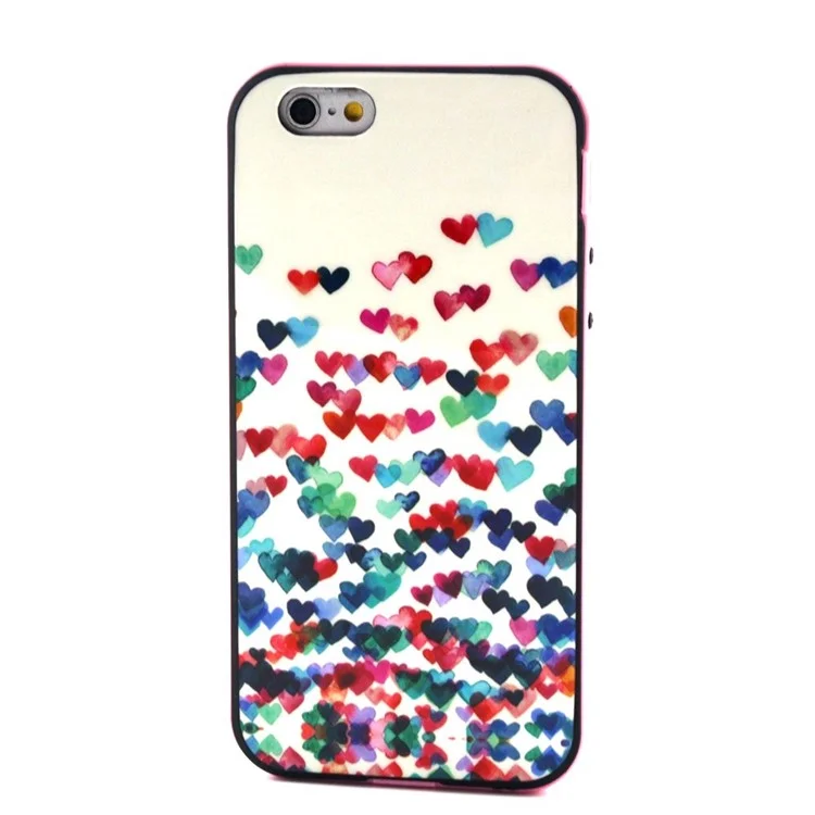 Colorful Hearts IMD TPU Back Cover + Plastic Bumper Rim for  iPhone 6 / 6s