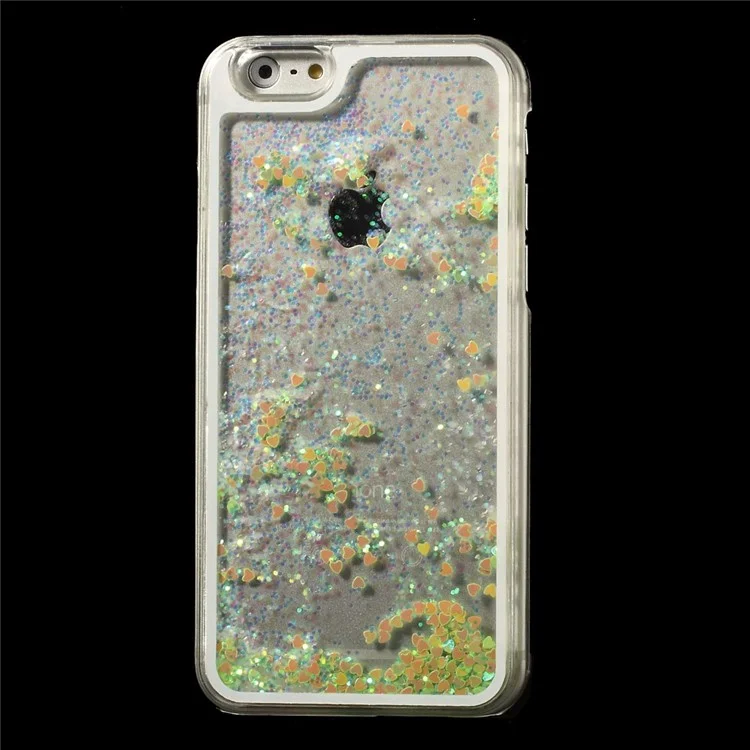Dynamic Liquid Glitter Heart Plastic Cover for iPhone 6s / 6 4.7 inch - Green