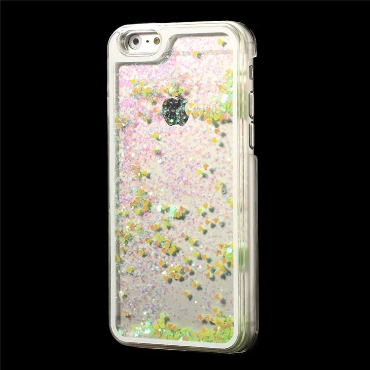 Dynamic Liquid Glitter Heart Plastic Cover for iPhone 6s / 6 4.7 inch - Green