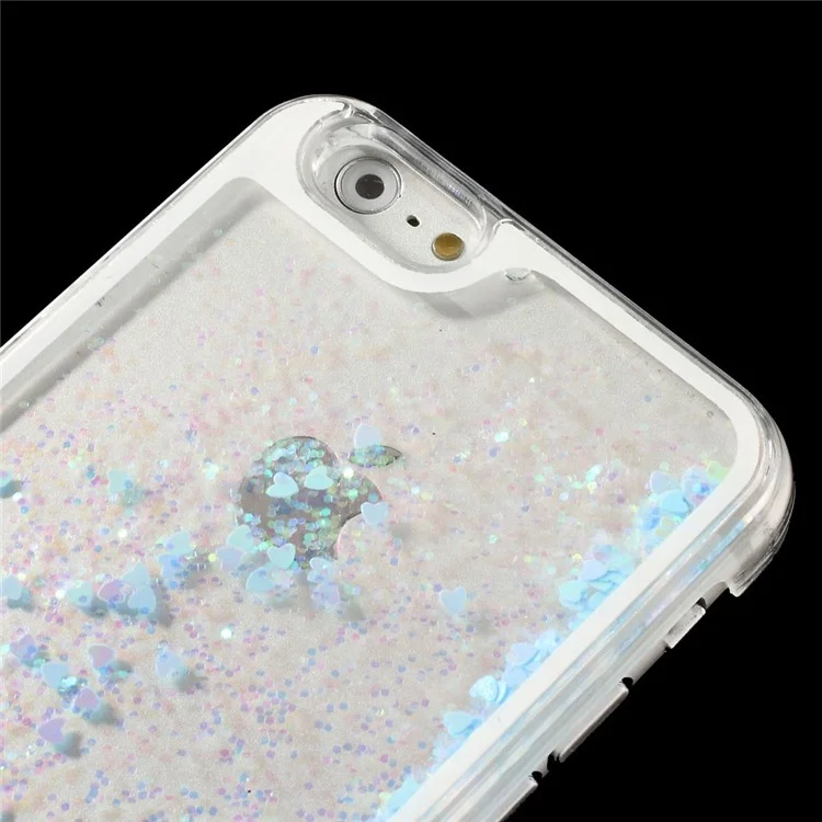 Dynamic Liquid Glitter Heart Plastic Shell for iPhone 6s / 6 4.7 inch - Blue