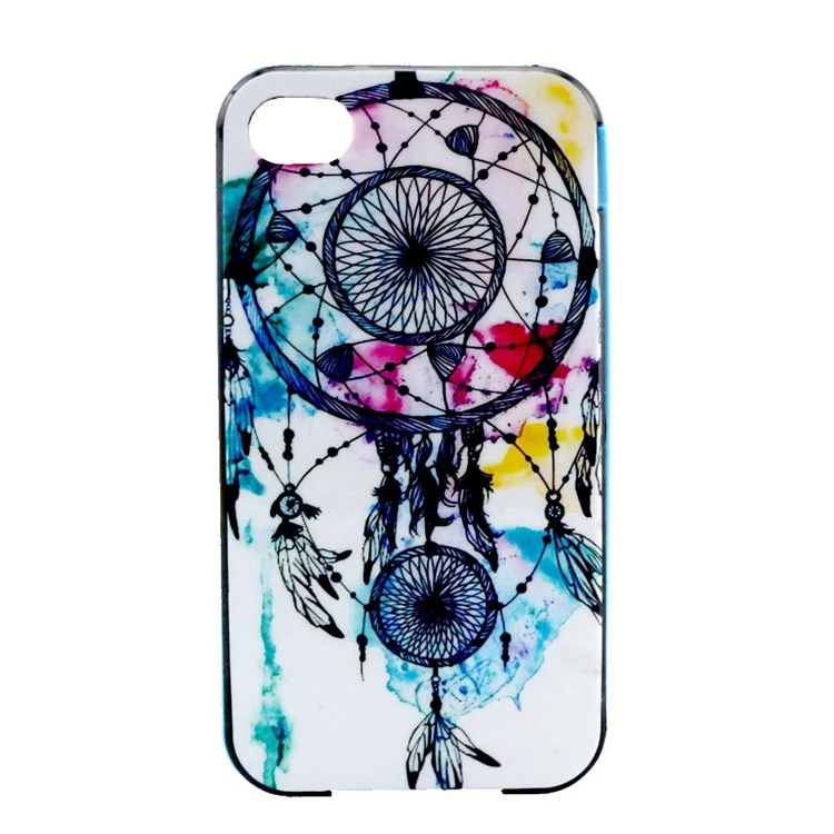 Plastic Rim and TPU Hybrid Case for iPhone 4 4S - Blue Dream Catcher