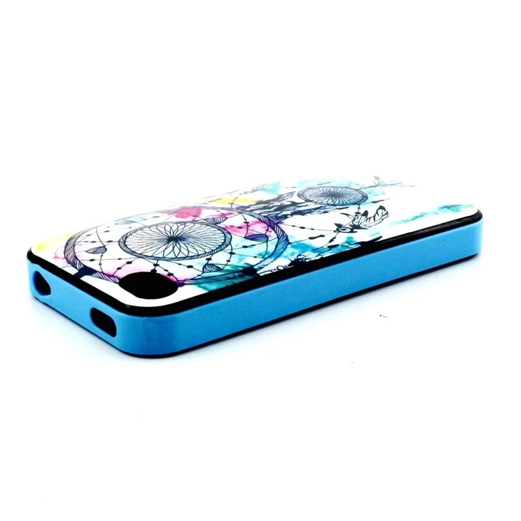 Plastic Rim and TPU Hybrid Case for iPhone 4 4S - Blue Dream Catcher