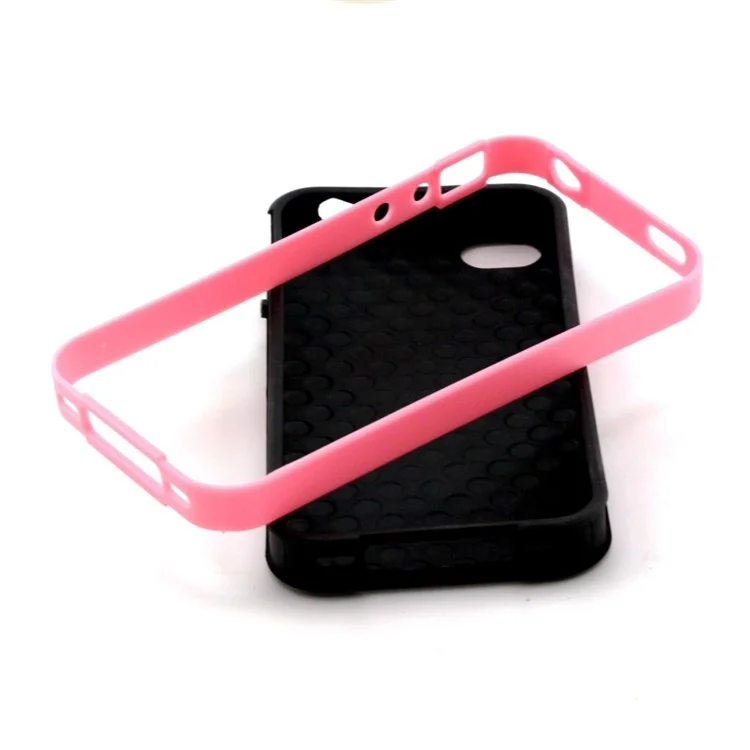 Plastic Frame and TPU 2-in-1 Back Case for iPhone 4 4S - Multiple Colorful Hearts