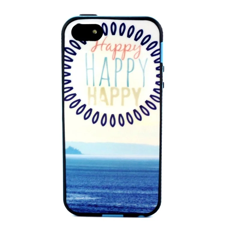 Sea Scenery and Words Happy Pattern PC and TPU Hybrid Cover for iPhone 5c