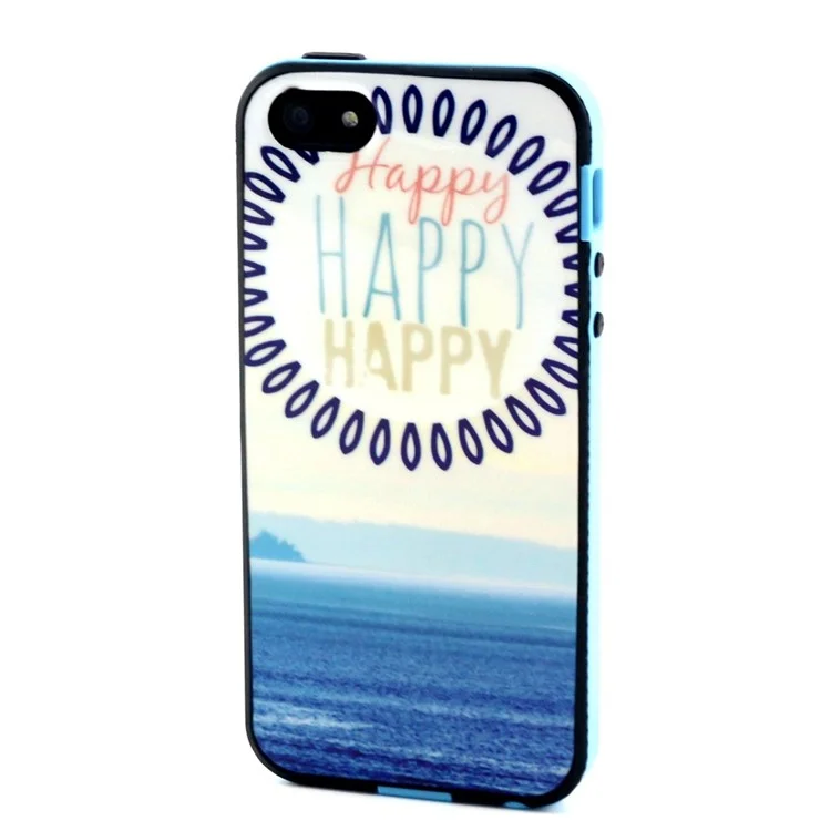 Sea Scenery and Words Happy Pattern PC and TPU Hybrid Cover for iPhone 5c