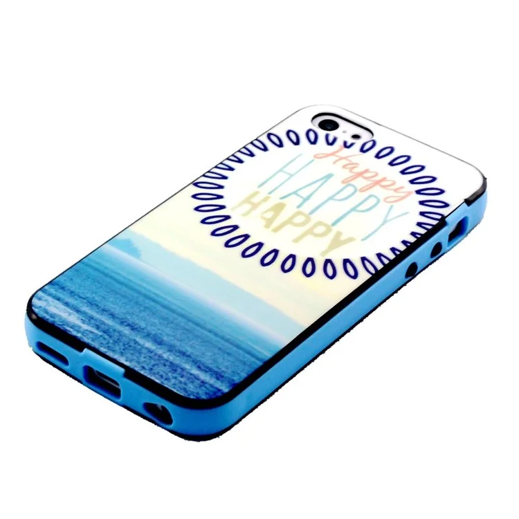 Sea Scenery and Words Happy Pattern PC and TPU Hybrid Cover for iPhone 5c