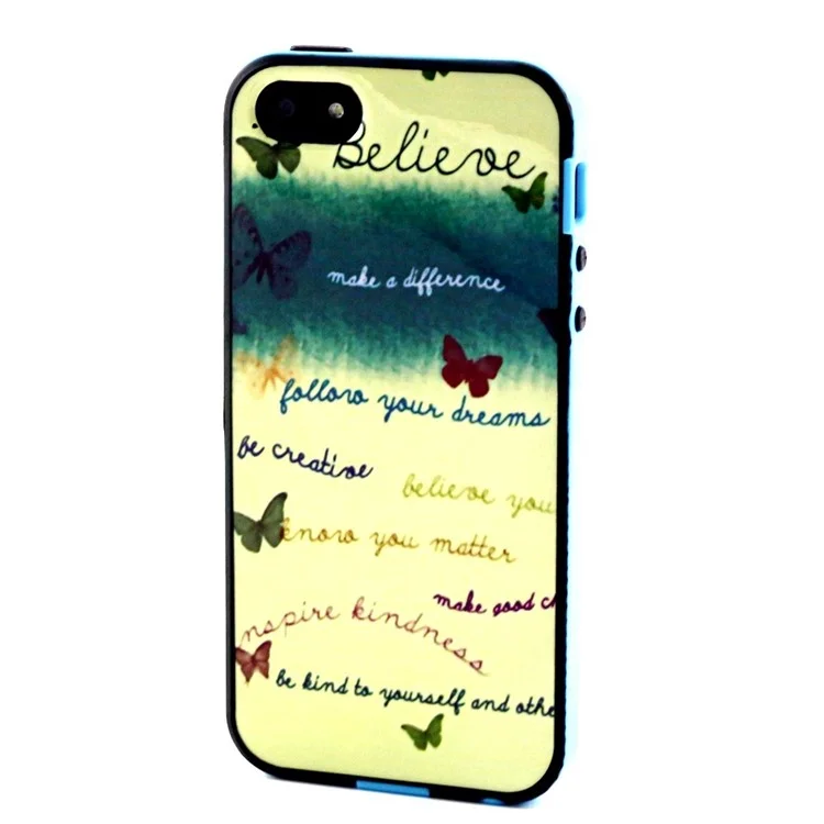 Butterfly and Quote Make a Difference Pattern PC and TPU Hybrid Case for iPhone 5c
