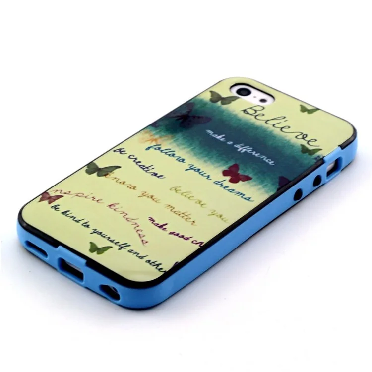 Butterfly and Quote Make a Difference Pattern PC and TPU Hybrid Case for iPhone 5c