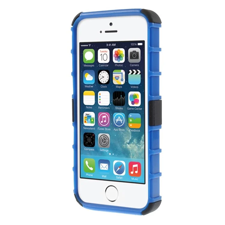 PC and TPU Hybrid Case with Kickstand for iPhone SE 5s 5 - Blue