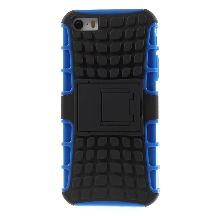 PC and TPU Hybrid Case with Kickstand for iPhone SE 5s 5 - Blue