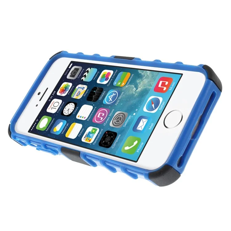 PC and TPU Hybrid Case with Kickstand for iPhone SE 5s 5 - Blue