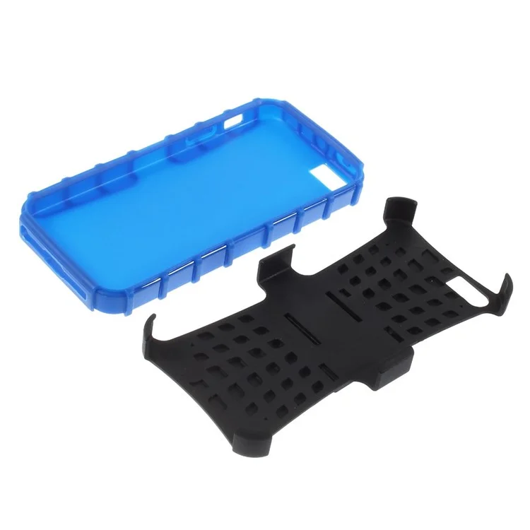 PC and TPU Hybrid Case with Kickstand for iPhone SE 5s 5 - Blue