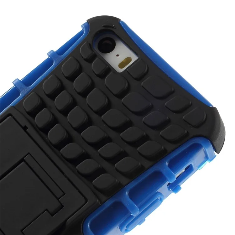 PC and TPU Hybrid Case with Kickstand for iPhone SE 5s 5 - Blue