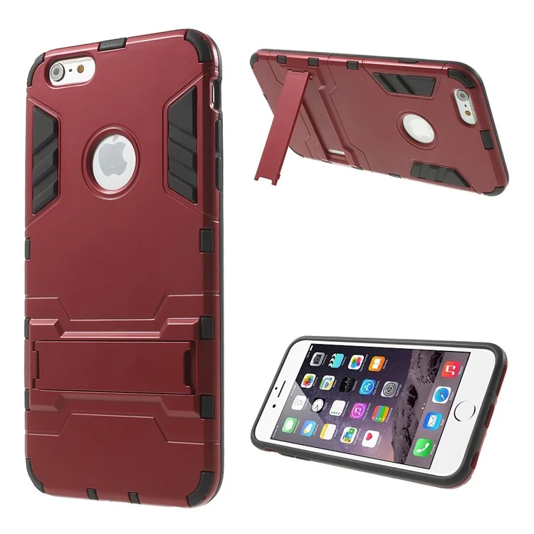 PC and TPU Hybrid Kickstand Cover for iPhone 6 Plus / 6s Plus - Red