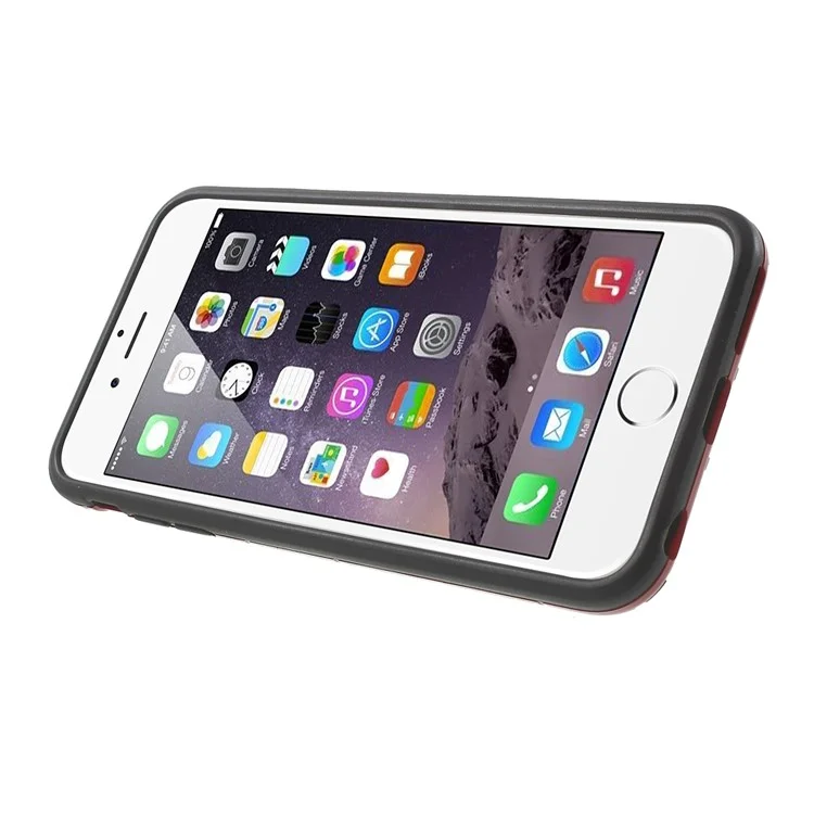 PC and TPU Hybrid Kickstand Cover for iPhone 6 Plus / 6s Plus - Red