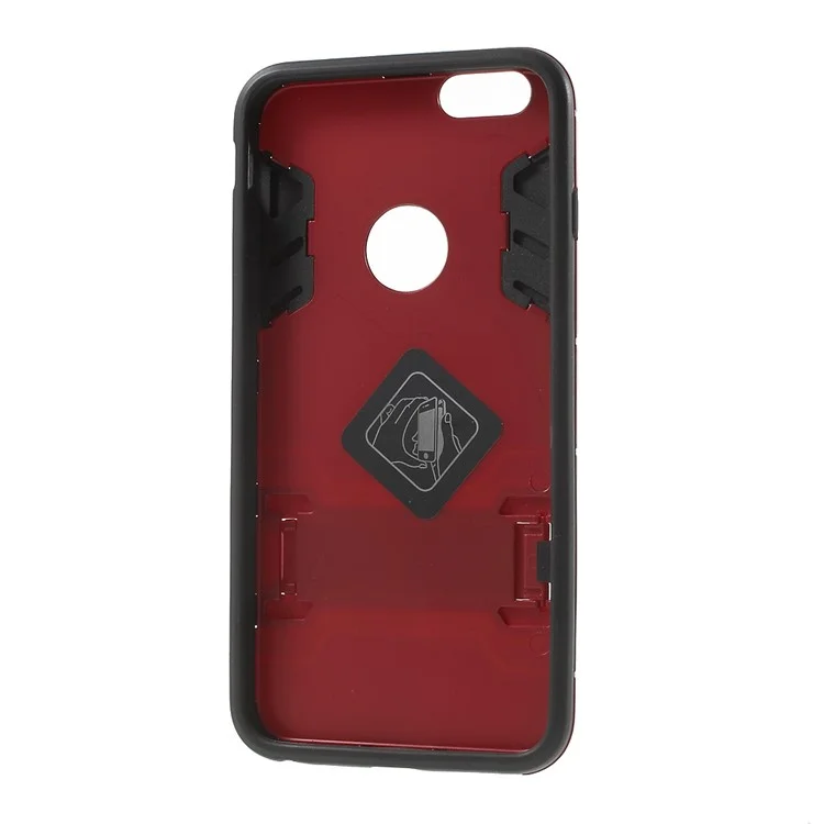 PC and TPU Hybrid Kickstand Cover for iPhone 6 Plus / 6s Plus - Red