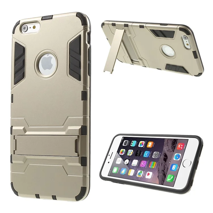 PC and TPU Hybrid Kickstand Shell for iPhone 6 Plus / 6s Plus - Champagne