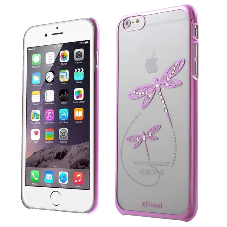 X-FITTED Swarovski Rhinestones Dragonfly Plated Hard Cover for iPhone 6 / 6s - Pink