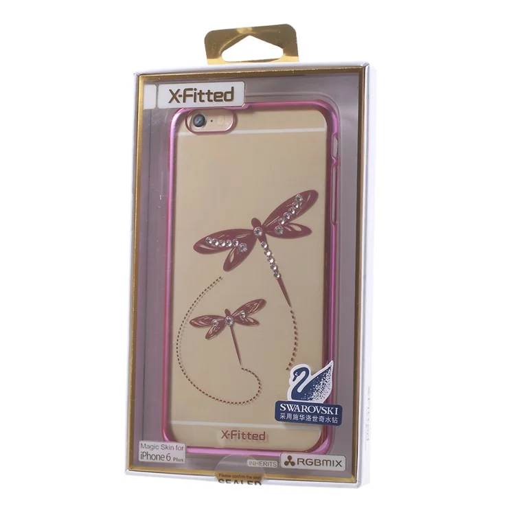 X-FITTED Swarovski Rhinestones Dragonfly Plated Hard Cover for iPhone 6 / 6s - Pink