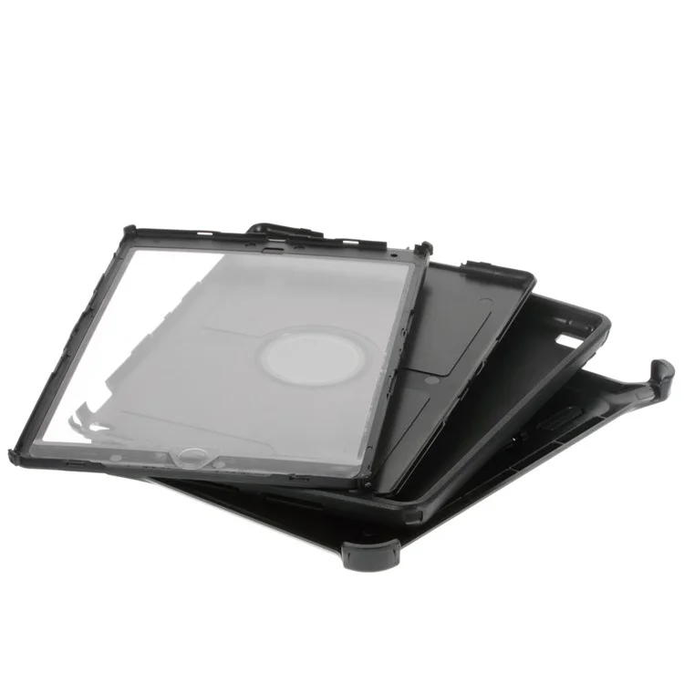 Heavy Duty PC TPU Hybrid Case for iPad Air 2 with Touchable Screen Protector - Black