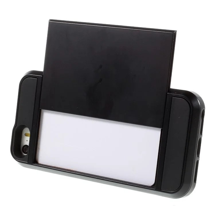 Slide Card Slot Plastic + TPU Hybrid Phone Case for iPhone SE 5s 5 - Black