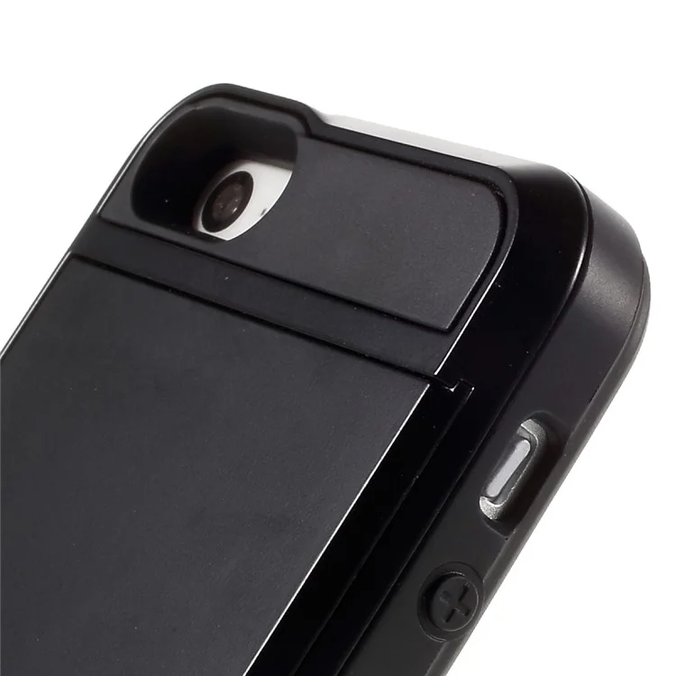 Slide Card Slot Plastic + TPU Hybrid Phone Case for iPhone SE 5s 5 - Black