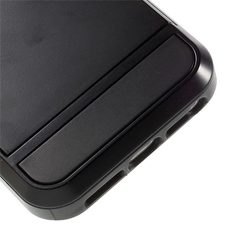 Slide Card Slot Plastic + TPU Hybrid Phone Case for iPhone SE 5s 5 - Black