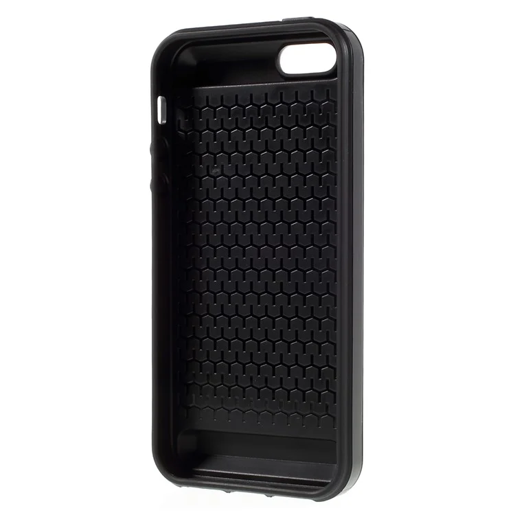 Slide Card Slot Plastic + TPU Hybrid Phone Case for iPhone SE 5s 5 - Black