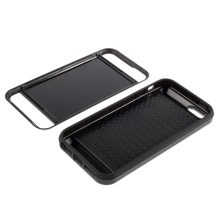 Slide Card Slot Plastic + TPU Hybrid Phone Case for iPhone SE 5s 5 - Black