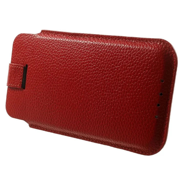 Magnetic Genuine Leather Bag with Pull Tab for iPhone 7 6 6s  4.7 inch - Red