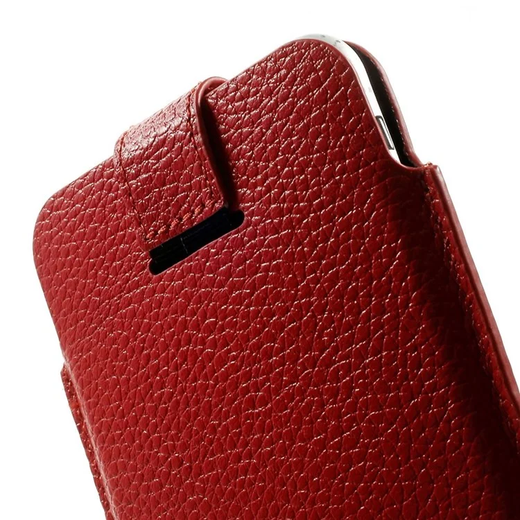 Magnetic Genuine Leather Bag with Pull Tab for iPhone 7 6 6s  4.7 inch - Red