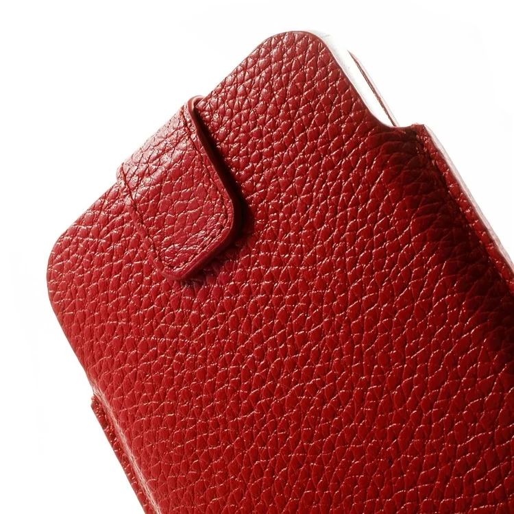 Magnetic Genuine Leather Bag with Pull Tab for iPhone 7 6 6s  4.7 inch - Red