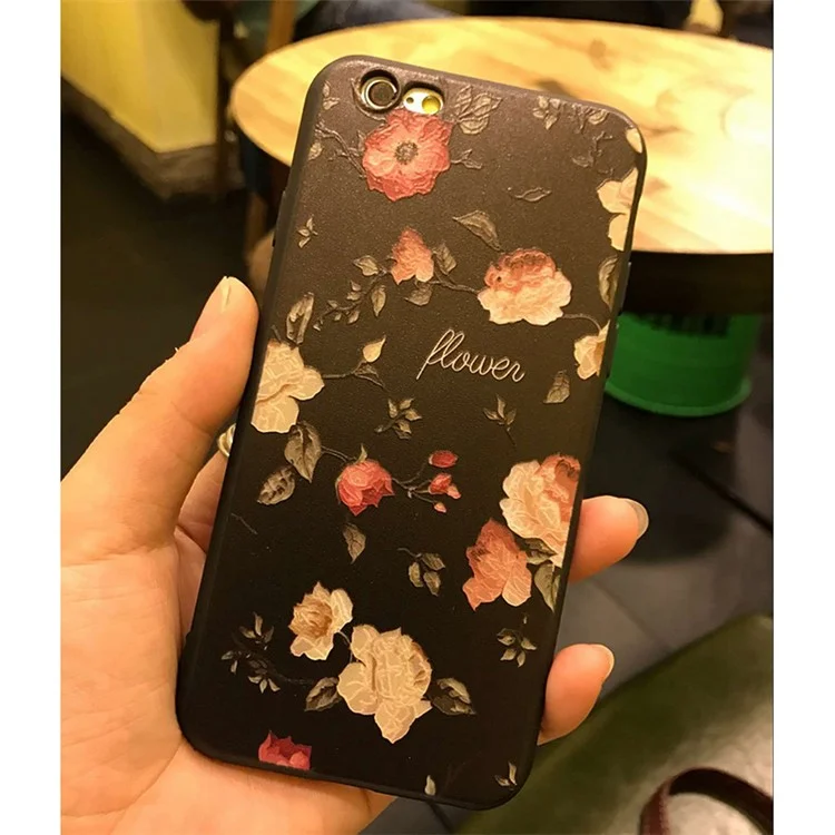 Embossed Pretty Flower Matte TPU Mobile Casing Shell for iPhone 6s Plus / 6 Plus - Rose