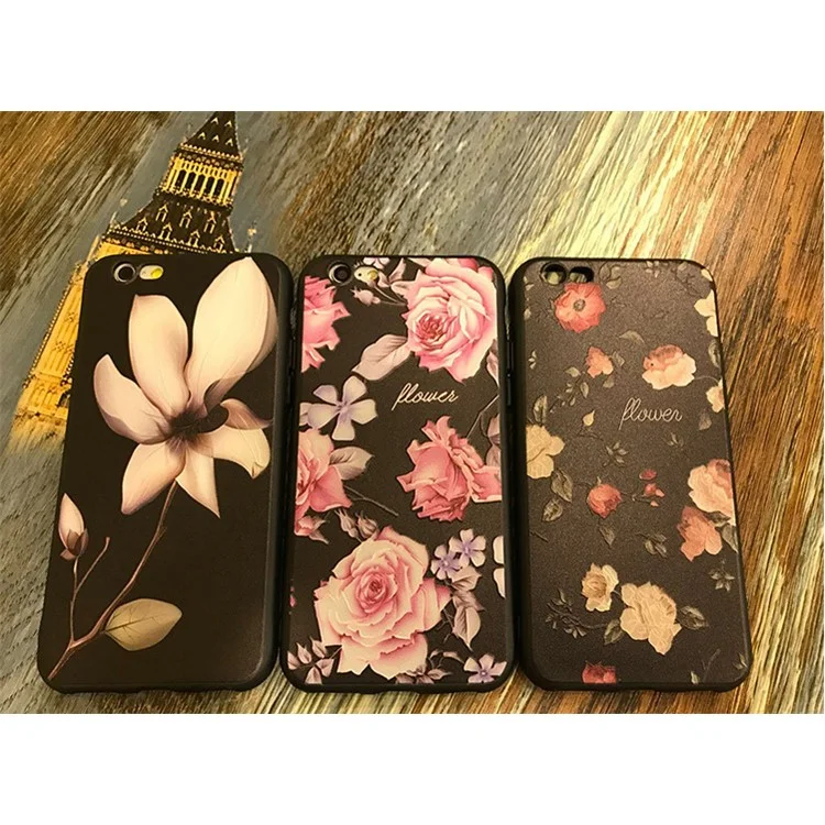 Embossed Pretty Flower Matte TPU Mobile Casing Shell for iPhone 6s Plus / 6 Plus - Rose