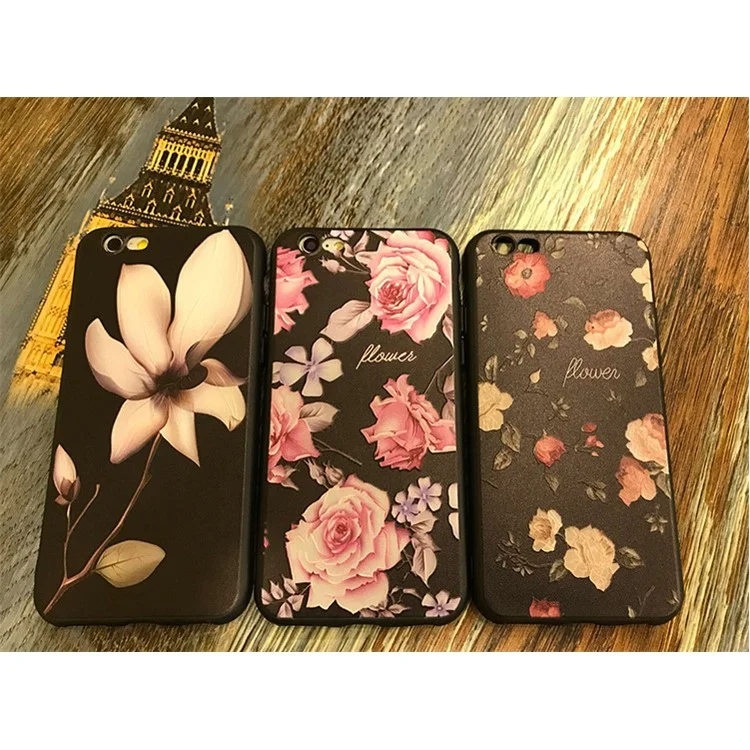 Embossed Pretty Flower Matte TPU Mobile Casing Shell for iPhone 6s Plus / 6 Plus - Rose