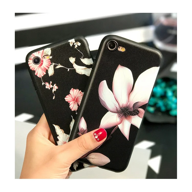 Embossed Pretty Flower Matte TPU Mobile Casing Shell for iPhone 6s Plus / 6 Plus - Rose