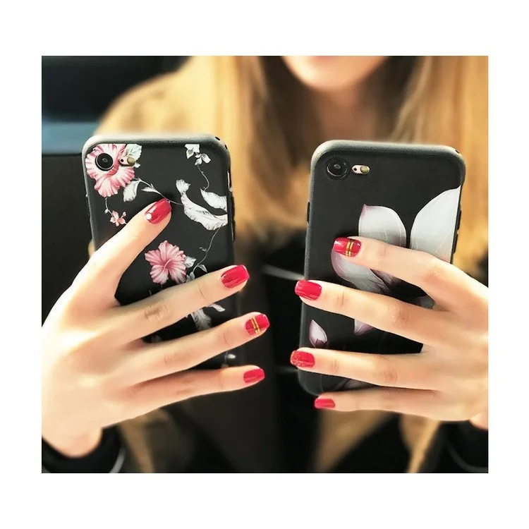 Embossed Pretty Flower Matte TPU Mobile Casing Shell for iPhone 6s Plus / 6 Plus - Rose